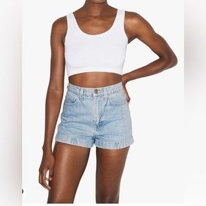 American Apparel Denim High Waist Cuff Short